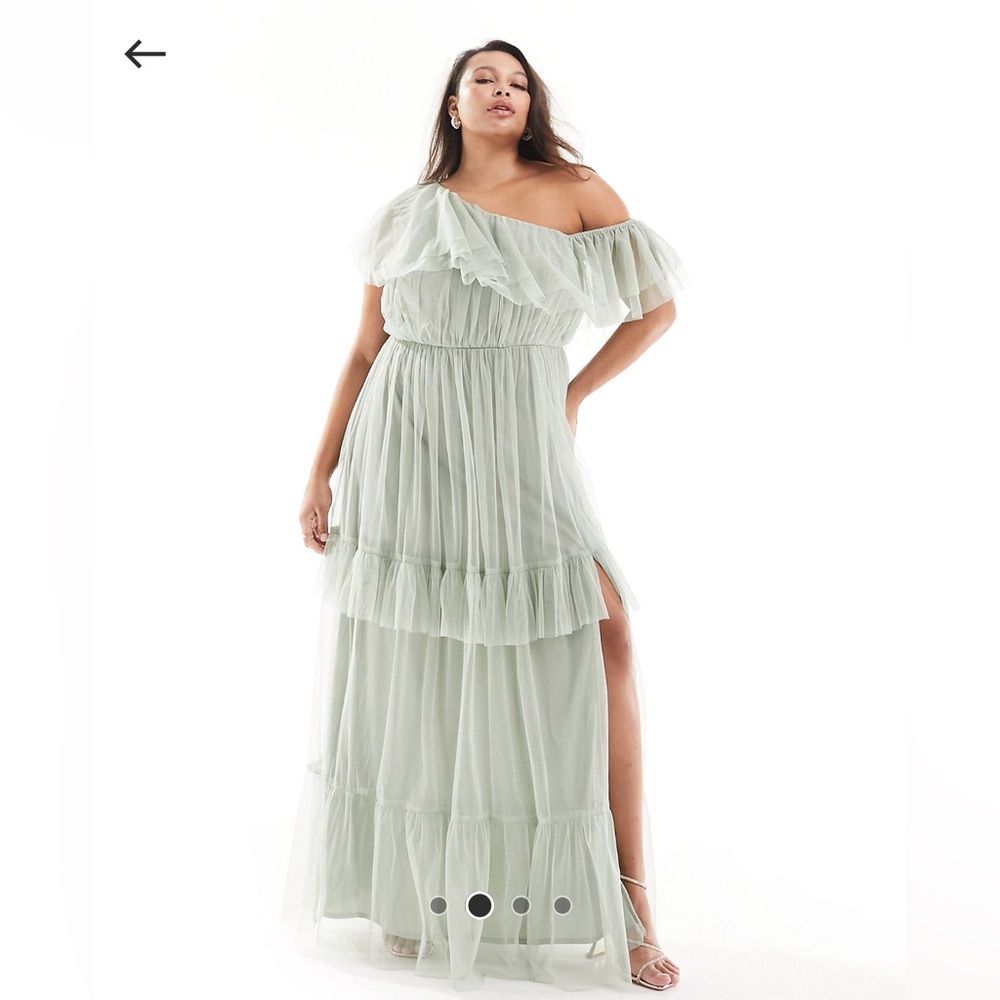 Anaya Plus Premium Bridal bandeau tulle maxi dress sage green